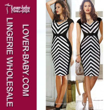 Fashion Striped MIDI Medium Longueur Sexy Lady Robe de soirée (L36026-2)